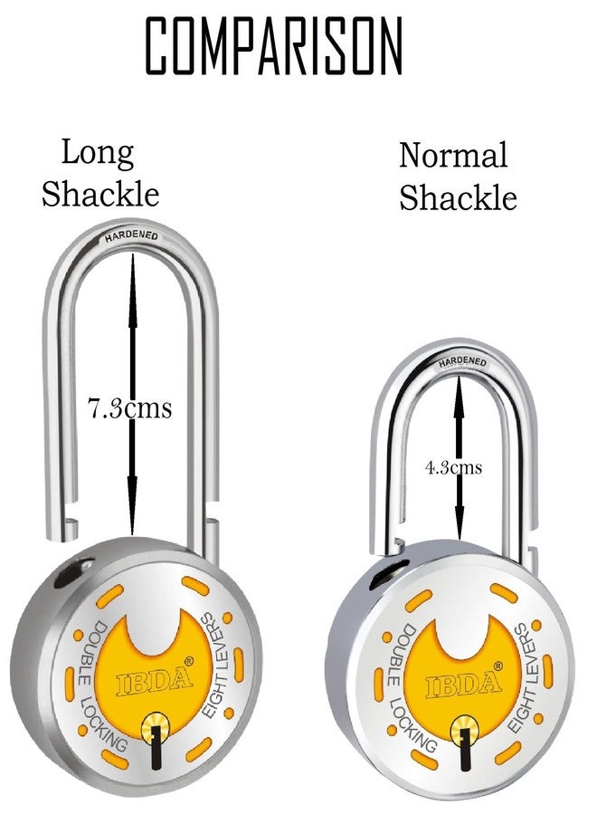 IBDA Long Shackle 65mm keyed Lock | Lock and Key | Double Locking | 7 Lever Technology | Rivetless Steel Body | for Home,gate,Grill,Door,kadi,Channel,Chain,Shop,Warehouse,Meter Box (Pack of 1) - Image 3